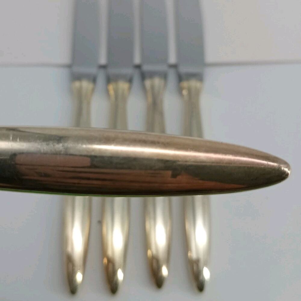 5X BK Christofle Silverplate Flatware DROP Butter Dinner Knives Sharp